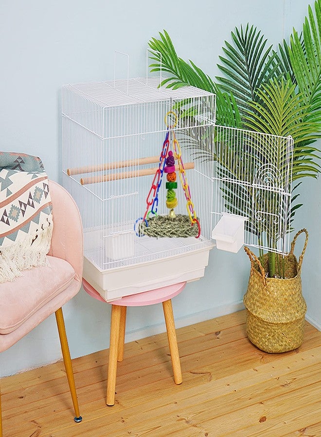 MUYG حصيرة MUYG للطيور مصنوعة من الأعشاب البحرية، حصيرة أرجوحة للببغاء منسوجة من الأعشاب البحرية الطبيعية، جدار بحث الطيور عن الطعام، لعبة مضغ ملونة، أراجيح معلقة متحركة للطيور، ألعاب هزازة، وسادة تسلق للببغاوات - Image 4